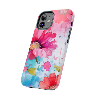 Vibrant Watercolor Red & Pink Floral - iPhone Case