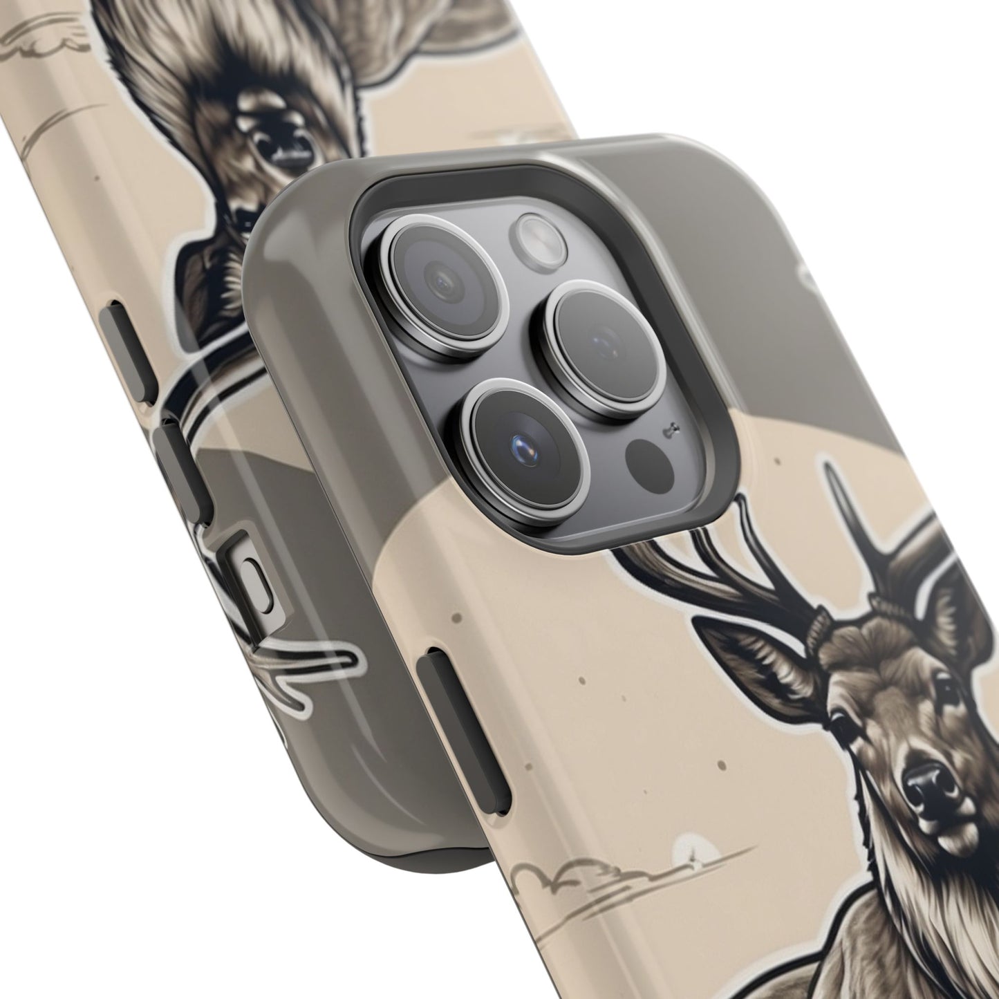 Monochrome Majesty – Regal Stag MagSafe iPhone Cases