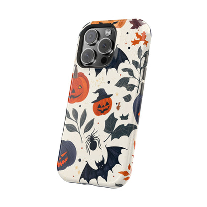 Spooky Halloween MagSafe iPhone Case – Pumpkins, Bats, and Spider Design