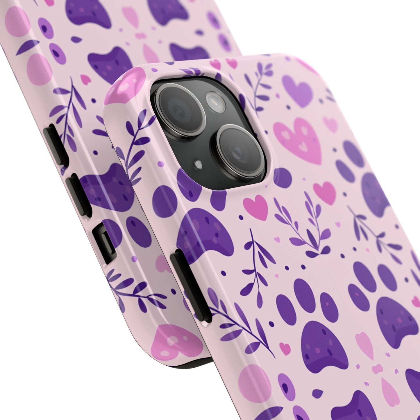 Pastel Paw Print iPhone Case - Cute Pet-Themed Floral Protective Cover