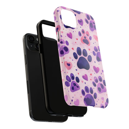 Purple Paw Print iPhone Case - Playful Pet Lover’s Protective Cover