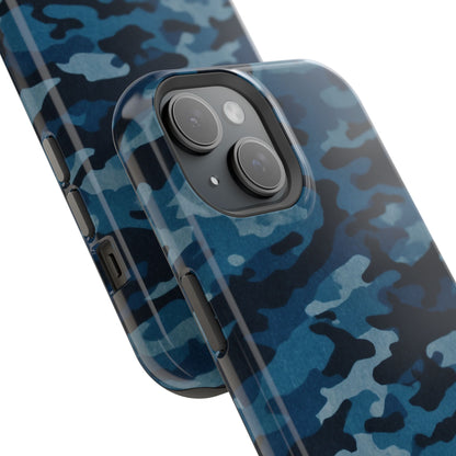 Dark Blue Camouflage – MagSafe iPhone Case with Modern Rugged Style