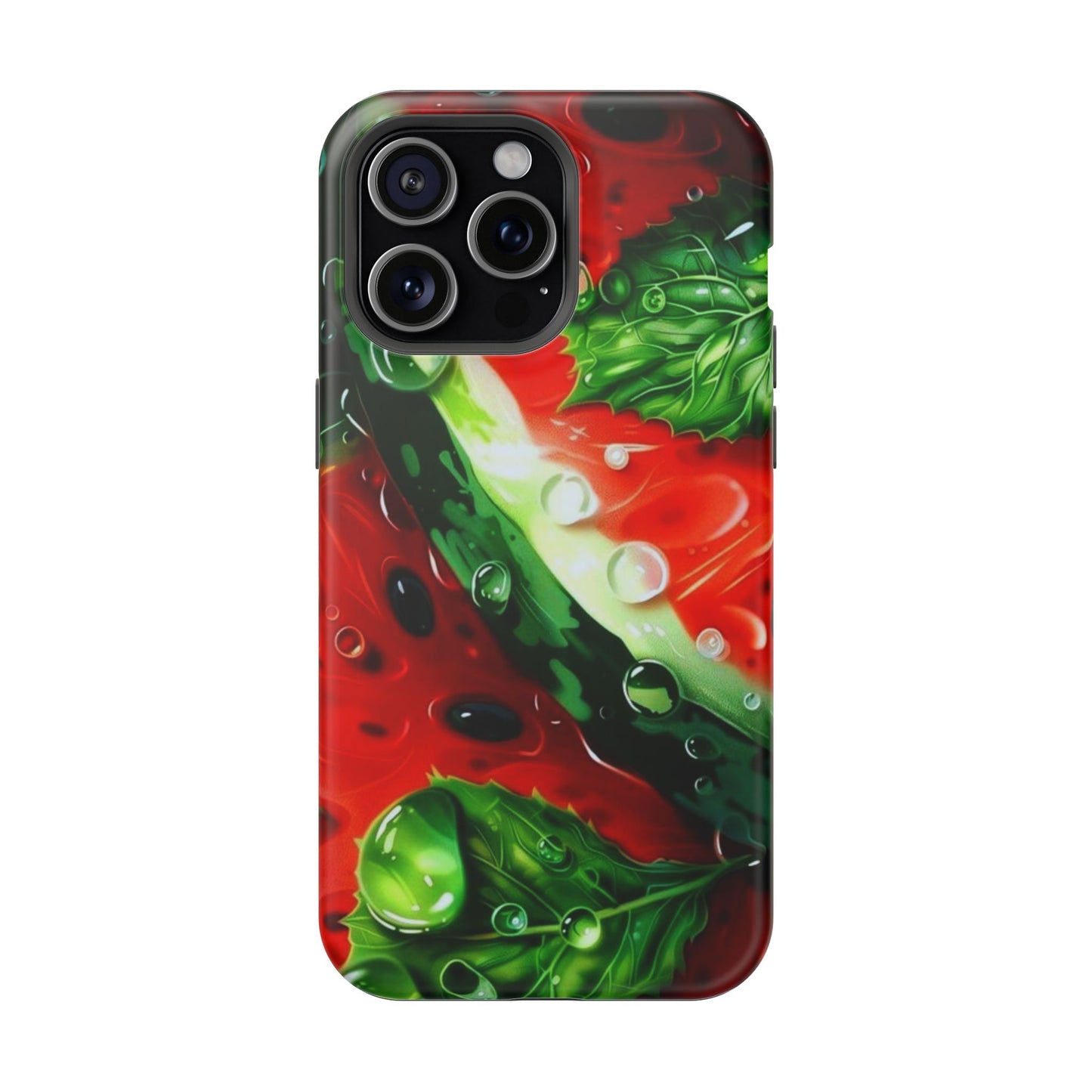 Juicy Watermelon & Mint MasSafe iPhone Case – Tough Dual-Layer, Vibrant Summer Design