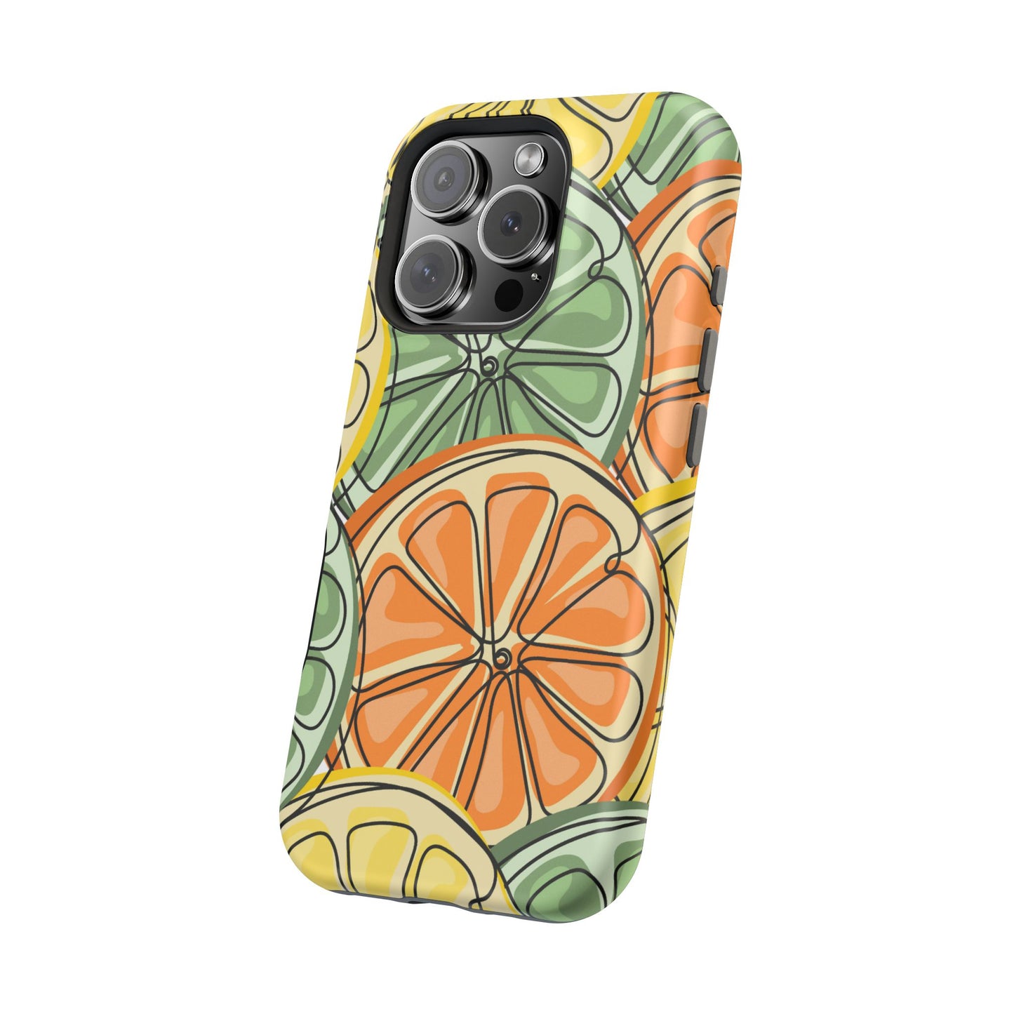 Citrus Zest Tough MagSafe iPhone Case – Bold Lime, Lemon, and Orange Design, Shockproof Protection