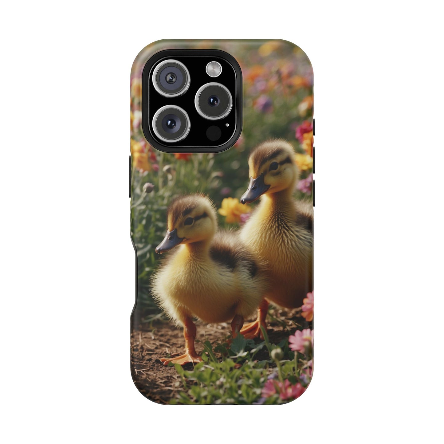 Charming Ducklings in Floral Garden - MagSafe iPhone Case