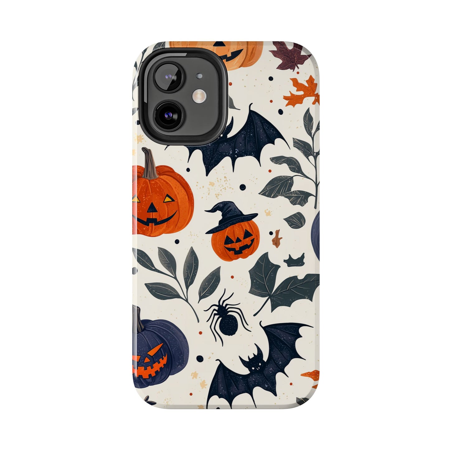 Spooky Halloween iPhone Case – Pumpkins, Bats, and Spider Design