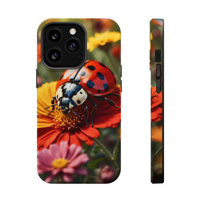 Ladybug on Orange Daisy - MagSafe iPhone Case