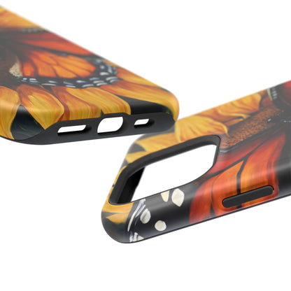 Monarch Butterfly & Sunflower Art – MagSafe iPhone Case