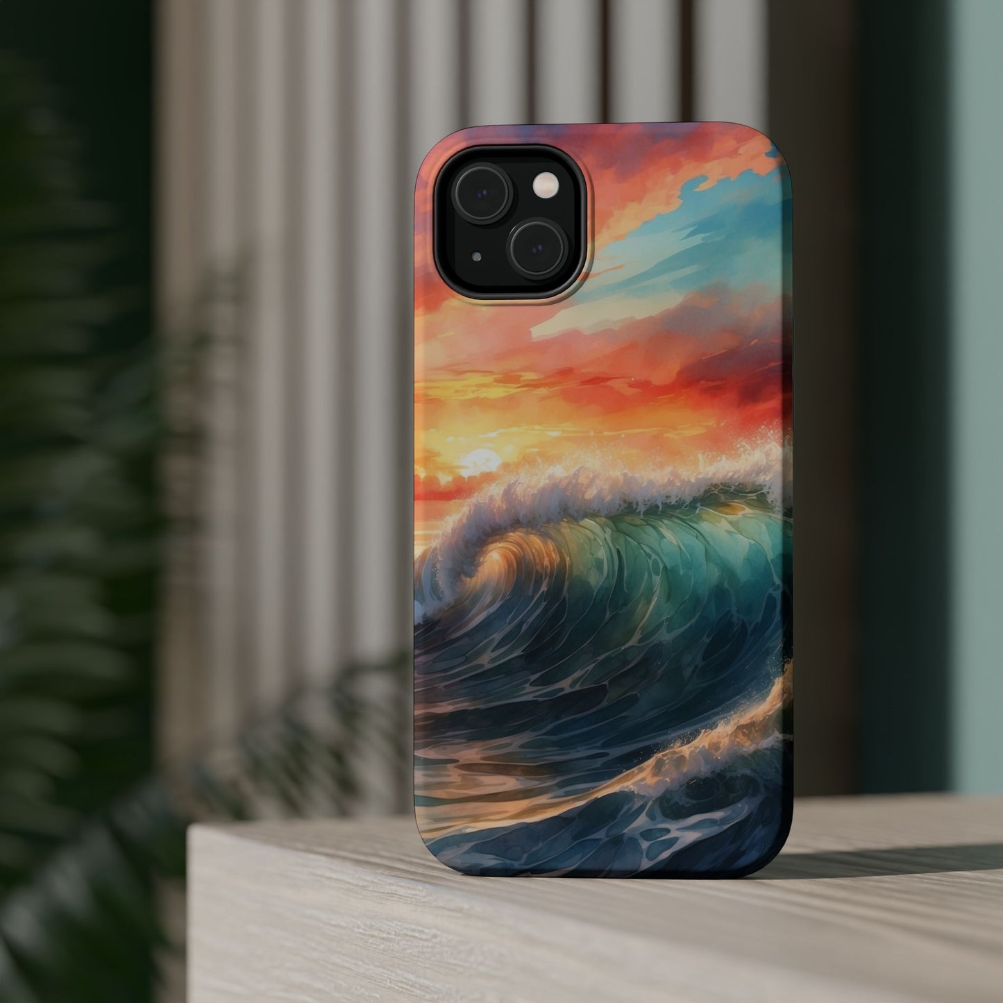 Ocean Wave Sunset MagSafe iPhone Case – Coastal Vibes Design