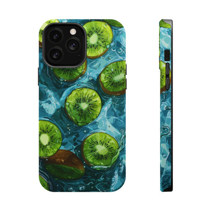 Tropical Kiwi Splash MagSafe iPhone Case – Tough Dual-Layer, Vibrant Summer Design