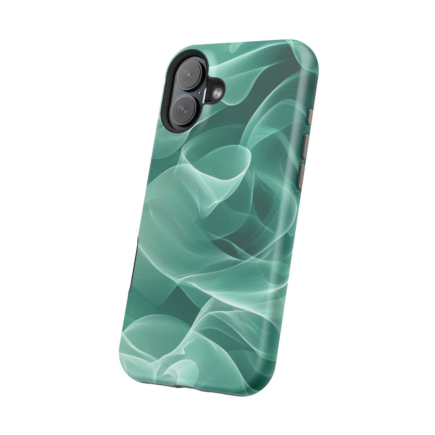 Emerald Flow MagSafe iPhone Case – Translucent Green Fabric-Inspired Design