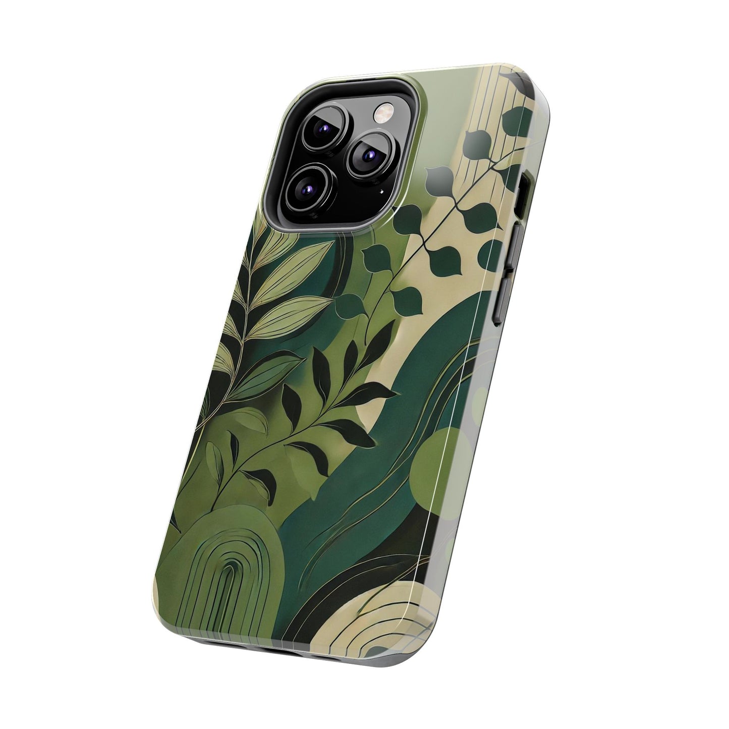 Abstract Green Leaves iPhone Case - Nature-Inspired Protective Cover