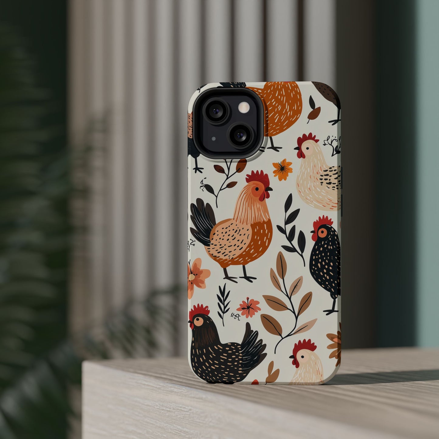 MagSafe iPhone Case: Cluckin' Vintage – Chickens & Leaves