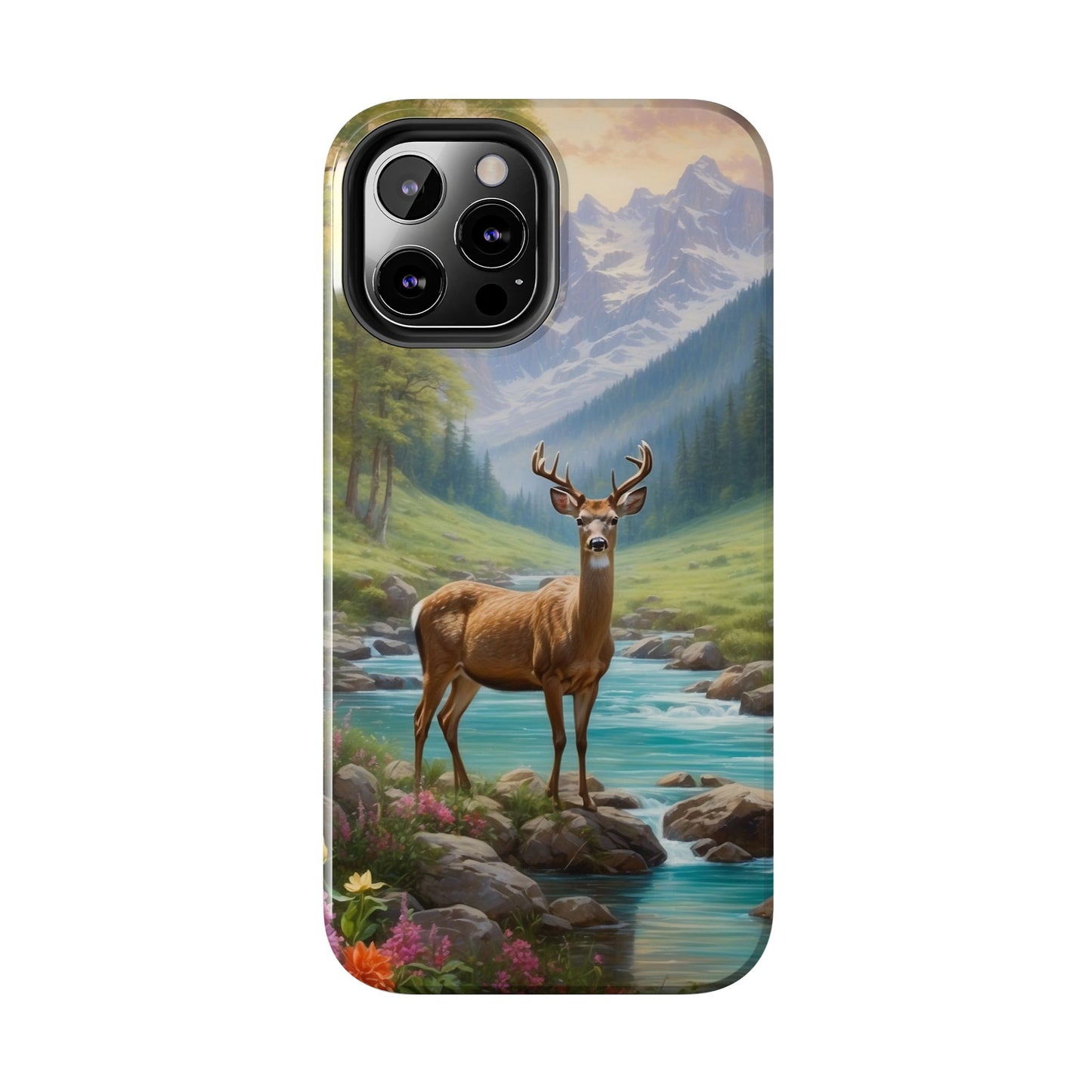 Alpine Serenity – Stag in Mountain Bliss iPhone Cases