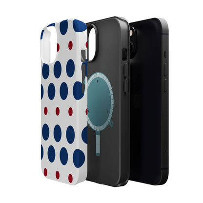 Bold Navy & Red Polka Dot Pattern – MagSafe iPhone Case