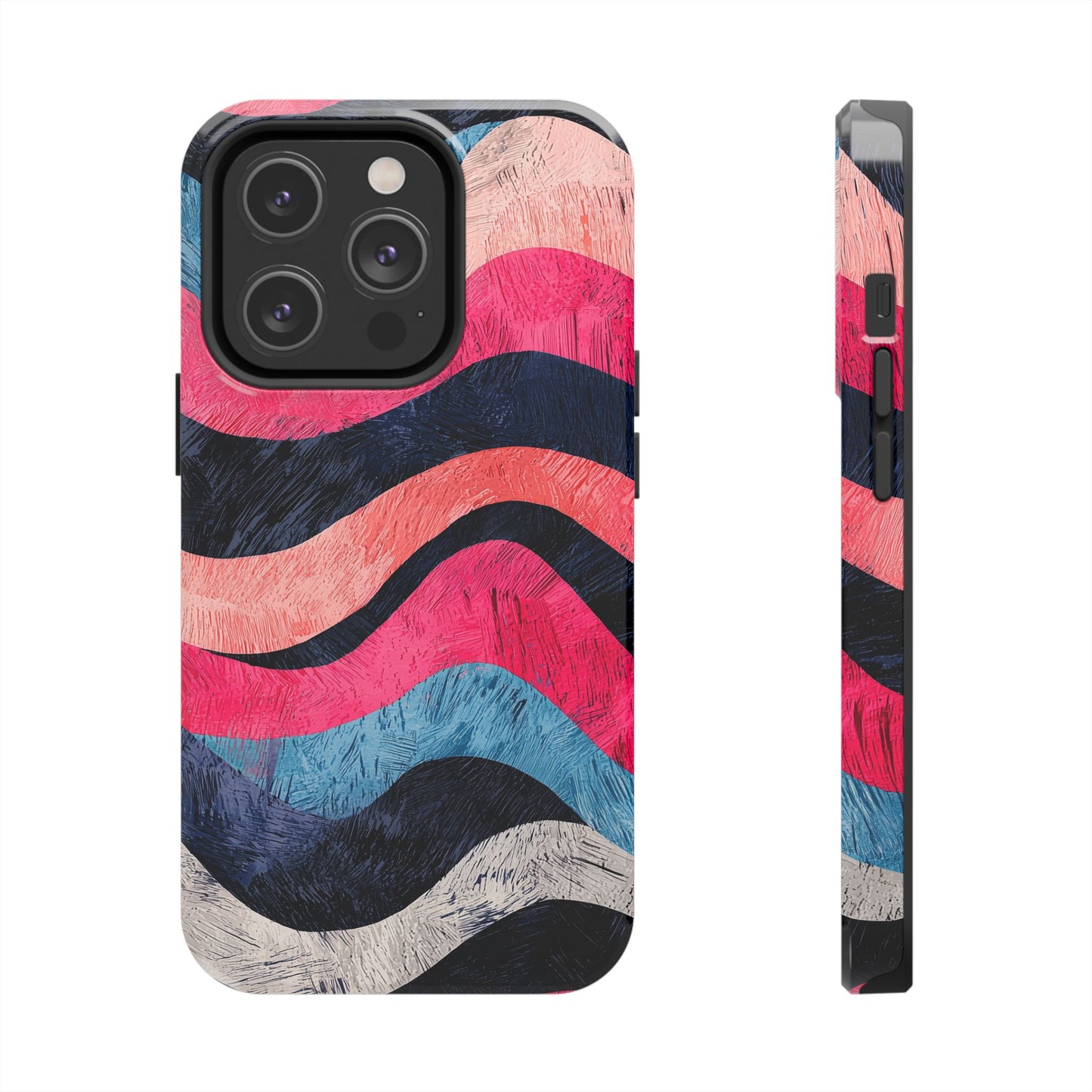 Abstract Wave Pattern iPhone Case – Shockproof, Matte Finish, Dual-Layer Protection