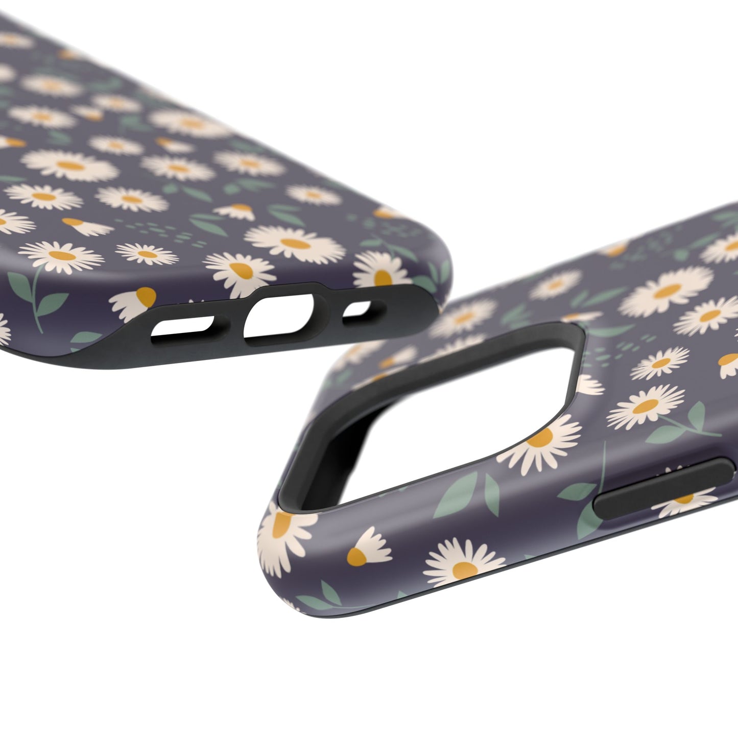 Midnight Daisy MagSafe iPhone Case – Dark Navy Floral Design, Slim and Protective