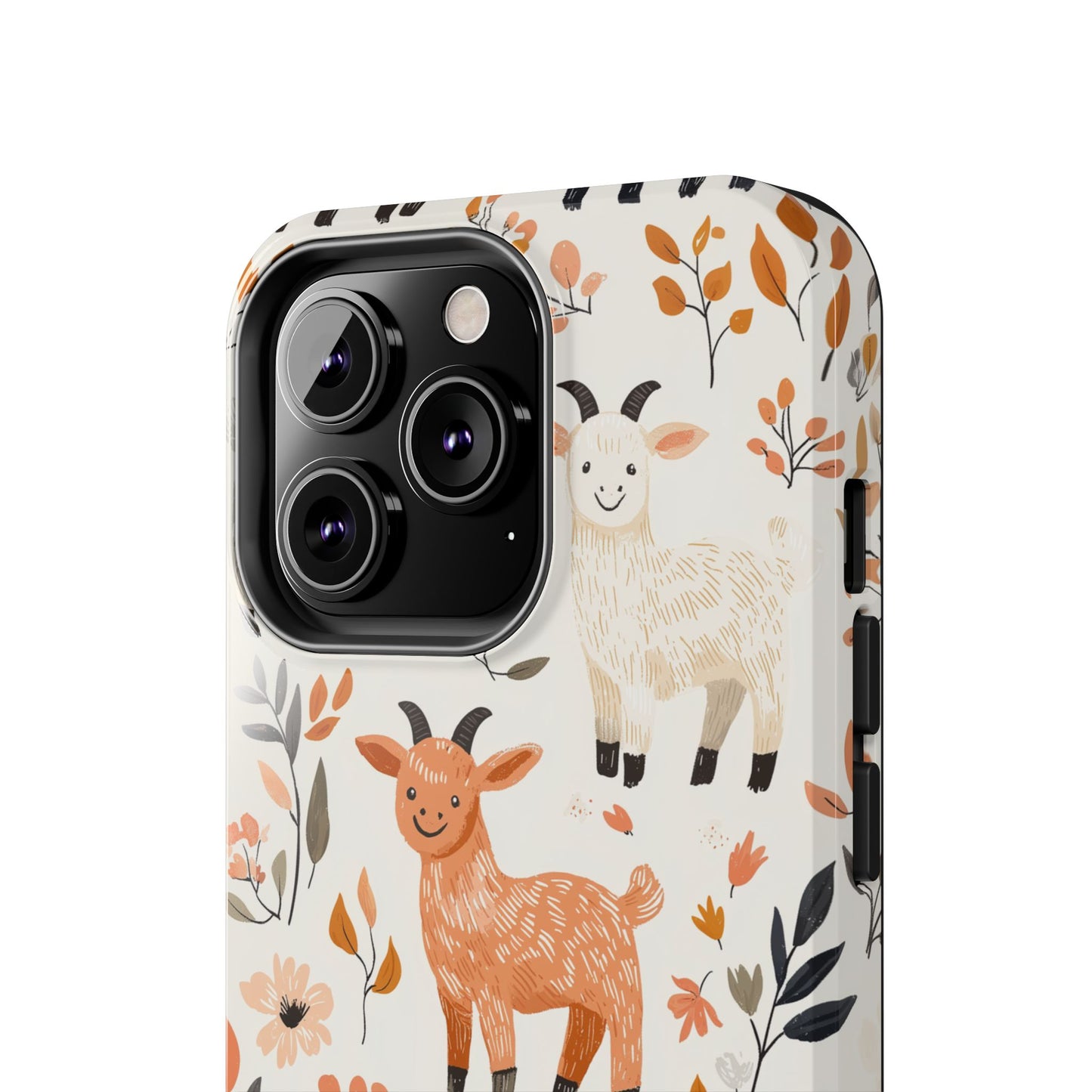 iPhone Case: Smiley Goats & Dried Flowers – Vintage Charm