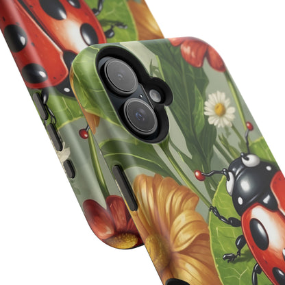 Ladybug Garden MagSafe iPhone Case – Whimsical Floral Design