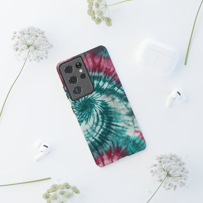 Teal and Pink Spiral Tie-Dye Samsung Galaxy Case – Boho Chic Design