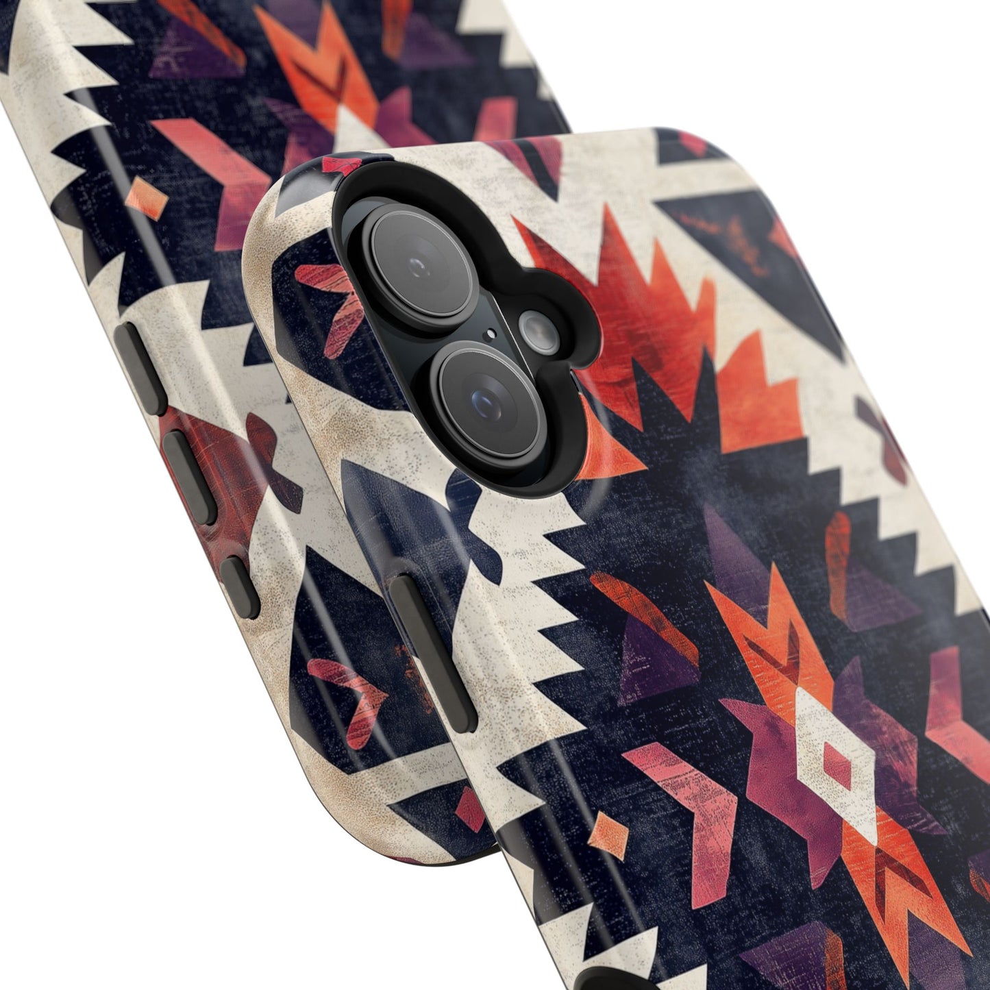 Boho Tribal Starburst Tough MagSafe iPhone Case – Vibrant Geometric Design, Dual-Layer Protection