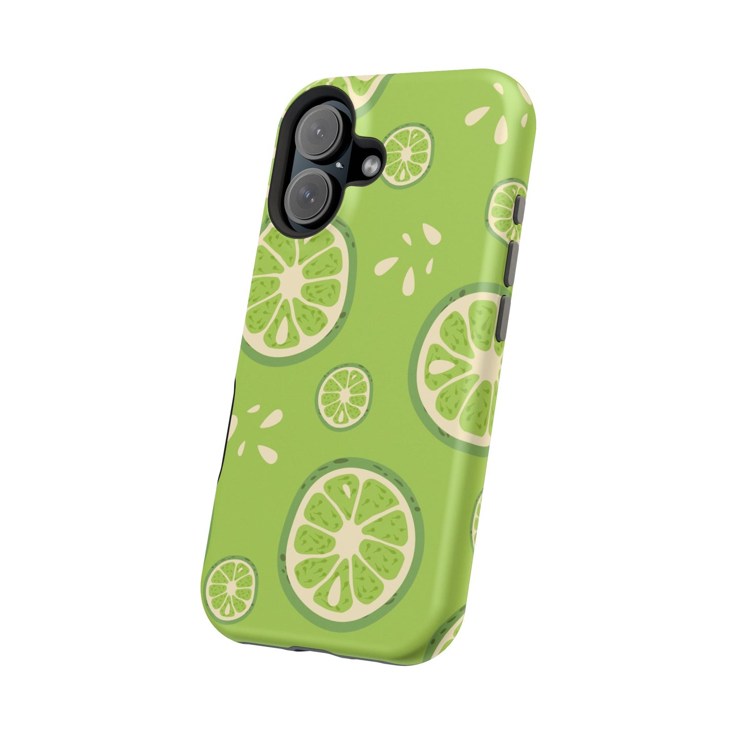 Zesty Lime Splash Tough MagSafe iPhone Case – Fresh Citrus Design, Dual-Layer Protection