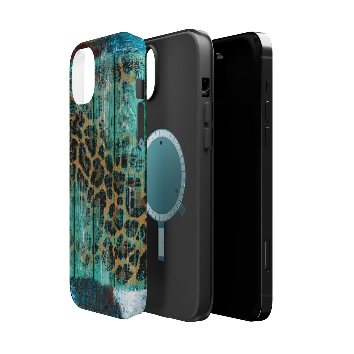 Turquoise Rustic Leopard Wood - MagSafe  iPhone Series Case