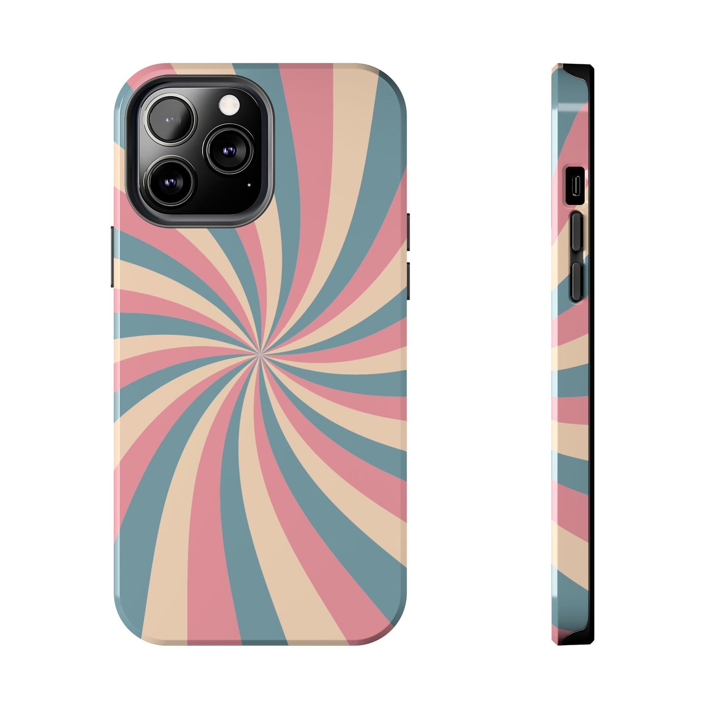 Vintage Pastel Swirl iPhone Case – Dual-Layer Protection with 70s-Inspired Design