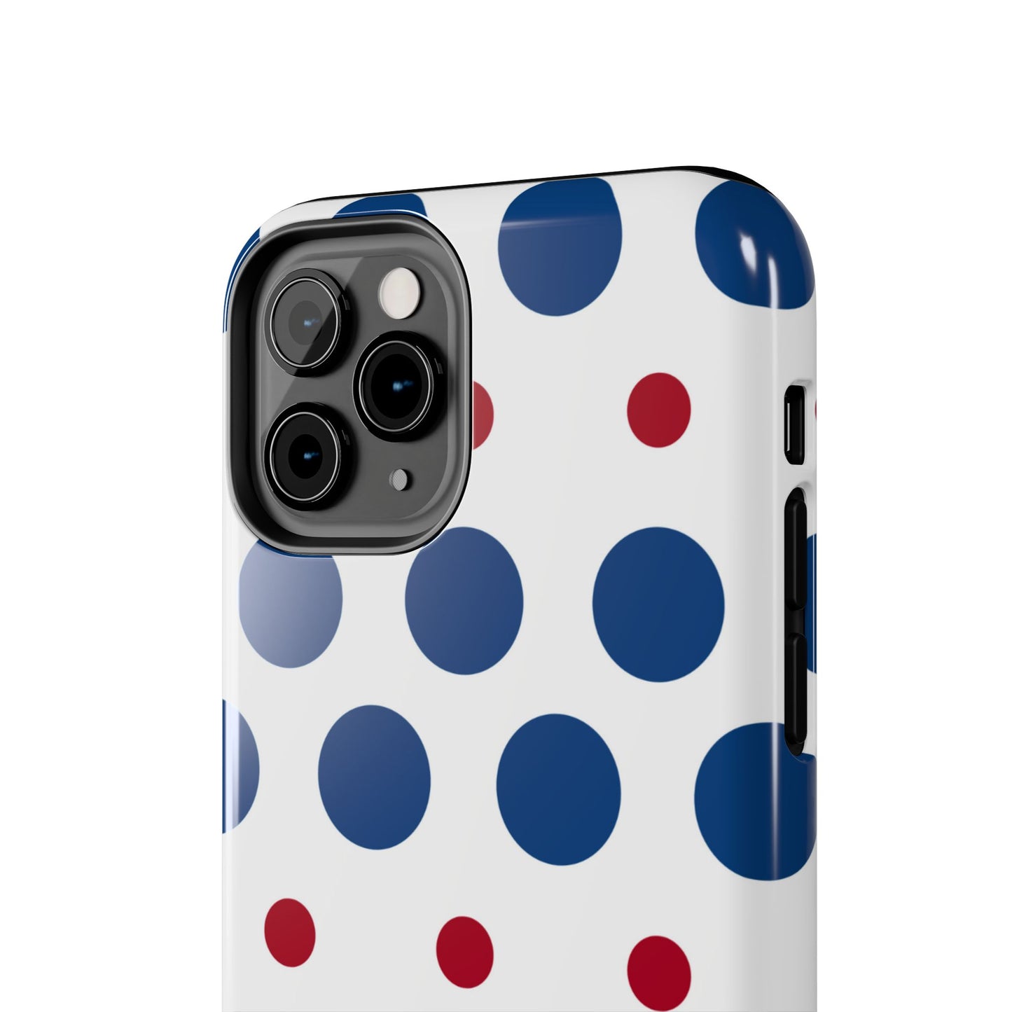 Bold Navy & Red Polka Dot Pattern – iPhone Case