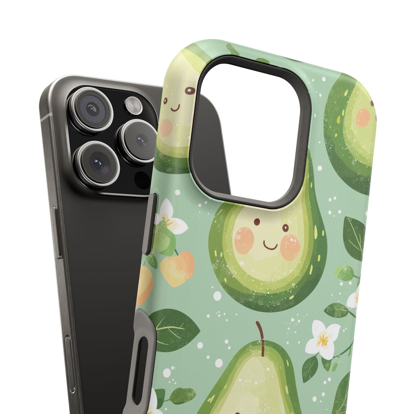 Smiling Avocados Tough MagSafe iPhone Case – Cute Avocado Design, Dual-Layer Protection