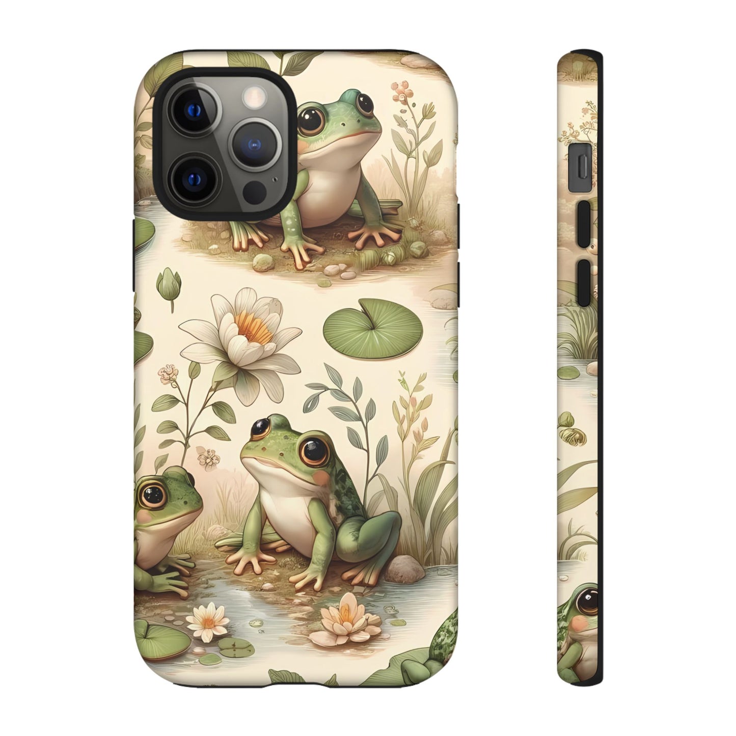 Cute Frogs Phone Case - Pond Pals Frolic - Charming Frog Lily Pad Phone Case for iPhone, Google & Samsung! Great Gift For Any Frog Lover!