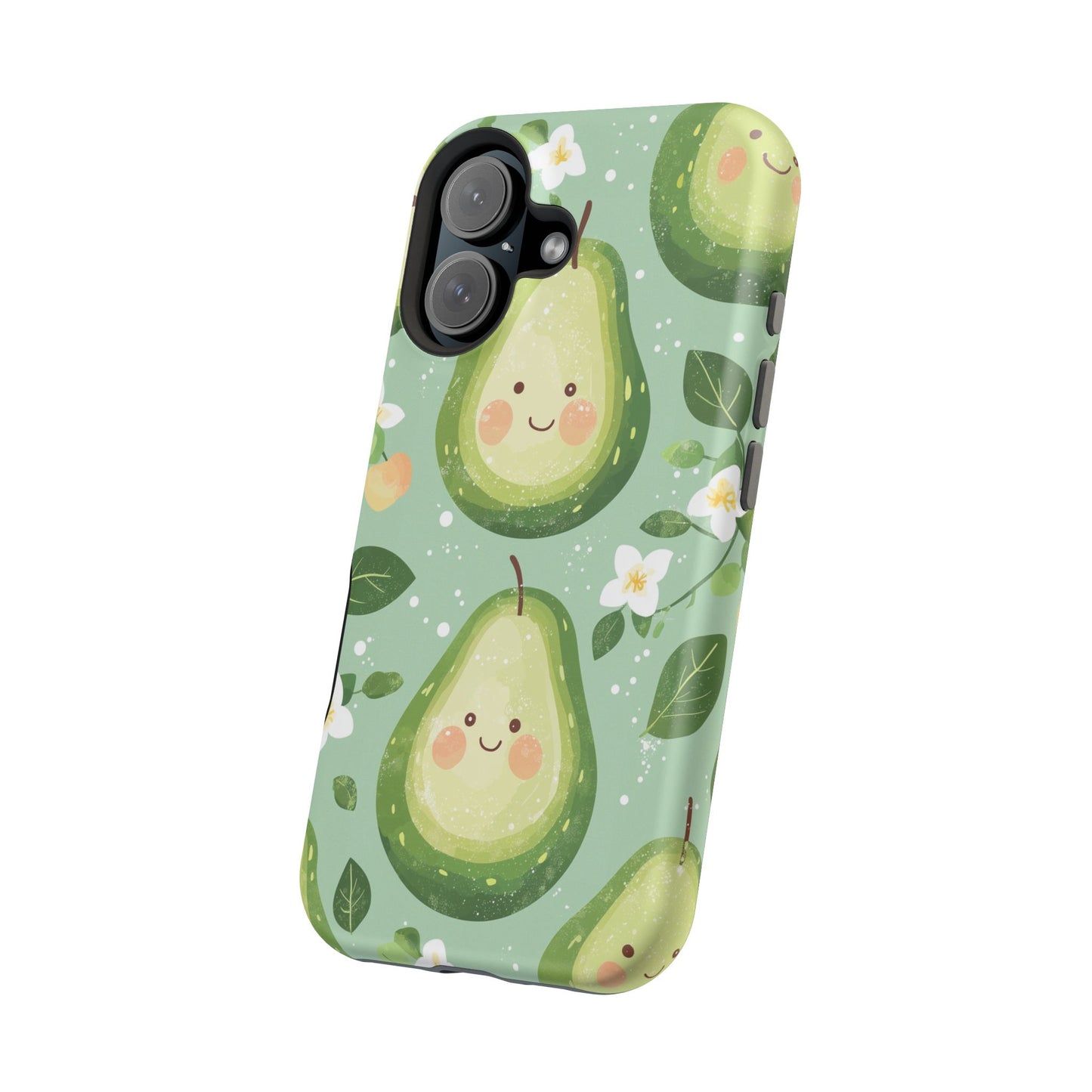 Smiling Avocados Tough MagSafe iPhone Case – Cute Avocado Design, Dual-Layer Protection