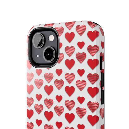 Red & Polka Dot Hearts iPhone Case