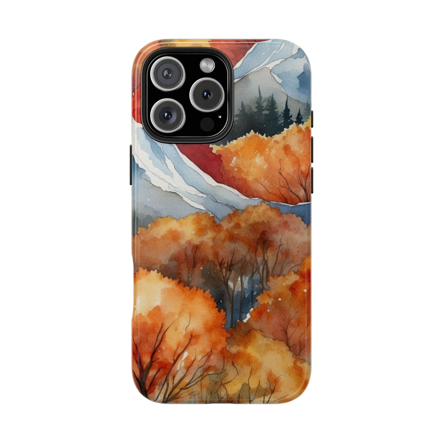 Autumn Mountain Forest Watercolor - iPhone Case