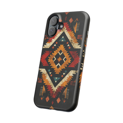 Southwestern Tribal Diamond Tough MagSafe iPhone Case – Bold Geometric Pattern, Dual-Layer Protection