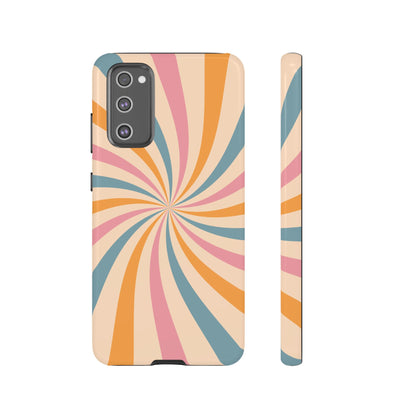 Retro Swirl Pattern Samsung Galaxy Case – Bold 70s Vibe in Pink, Orange, and Teal