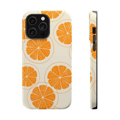 Citrus Burst Pattern Tough MagSafe iPhone Case – Bold Orange Design, Shockproof Protection