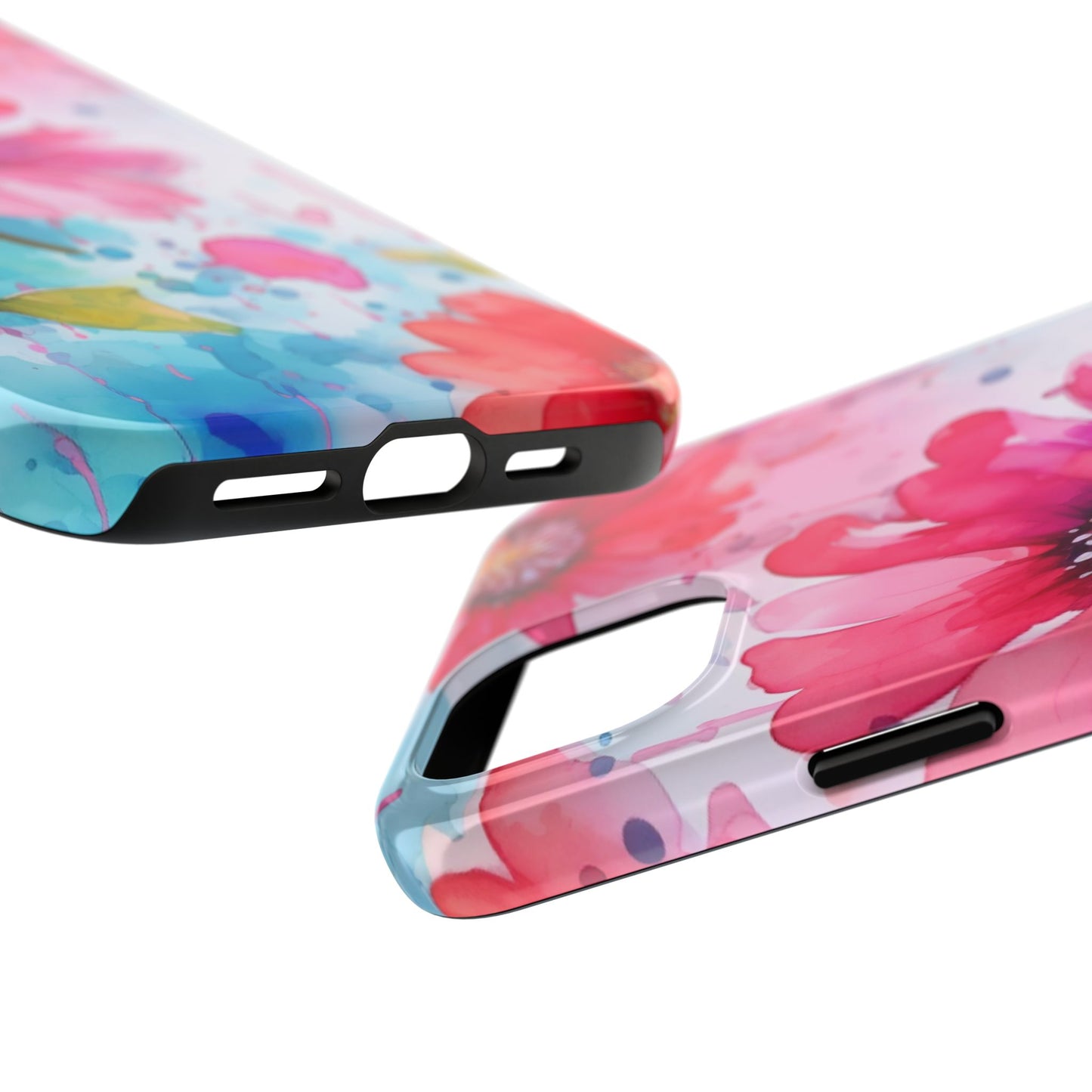 Vibrant Watercolor Red & Pink Floral - iPhone Case