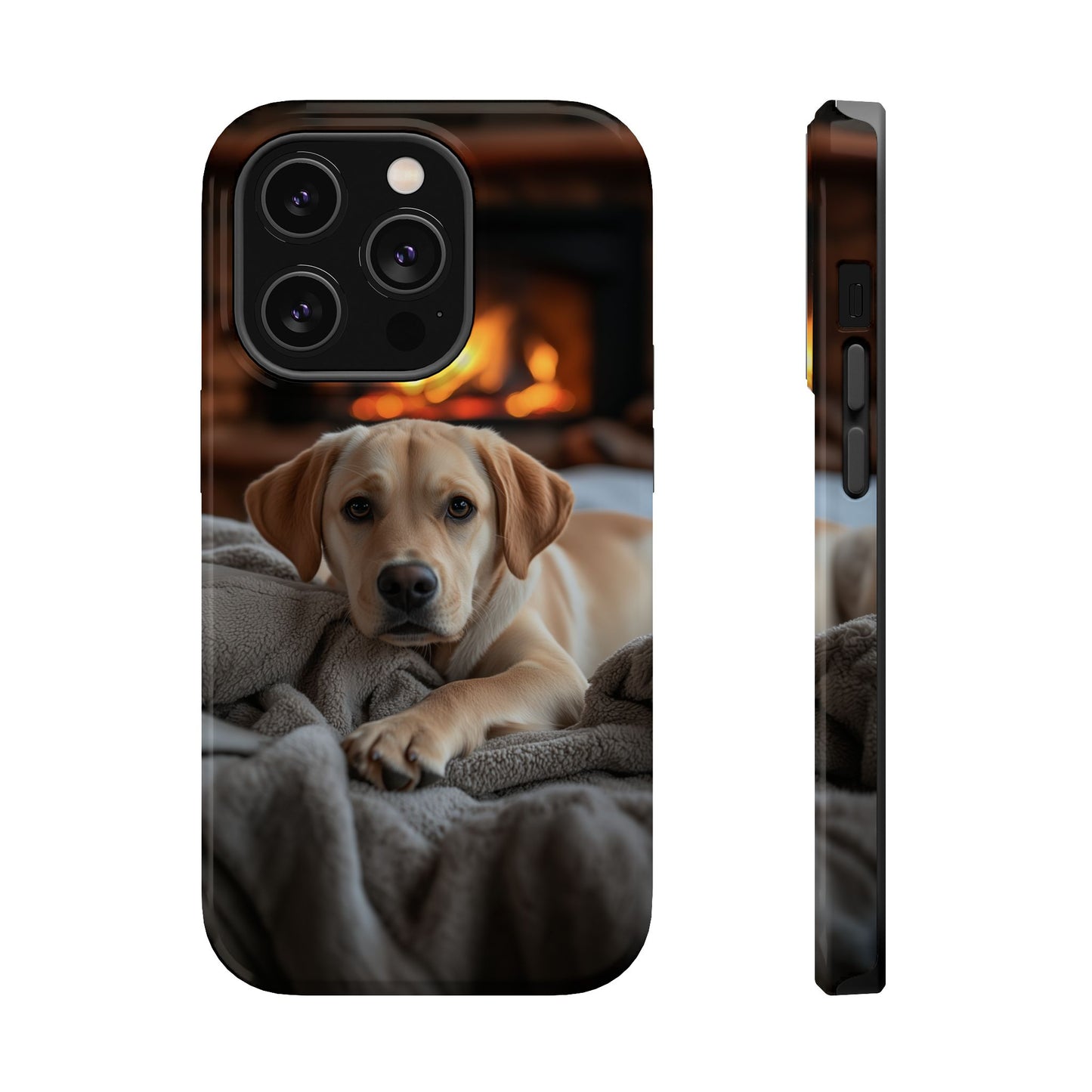 Cozy Golden Retriever by the Fireplace - MagSafe Case