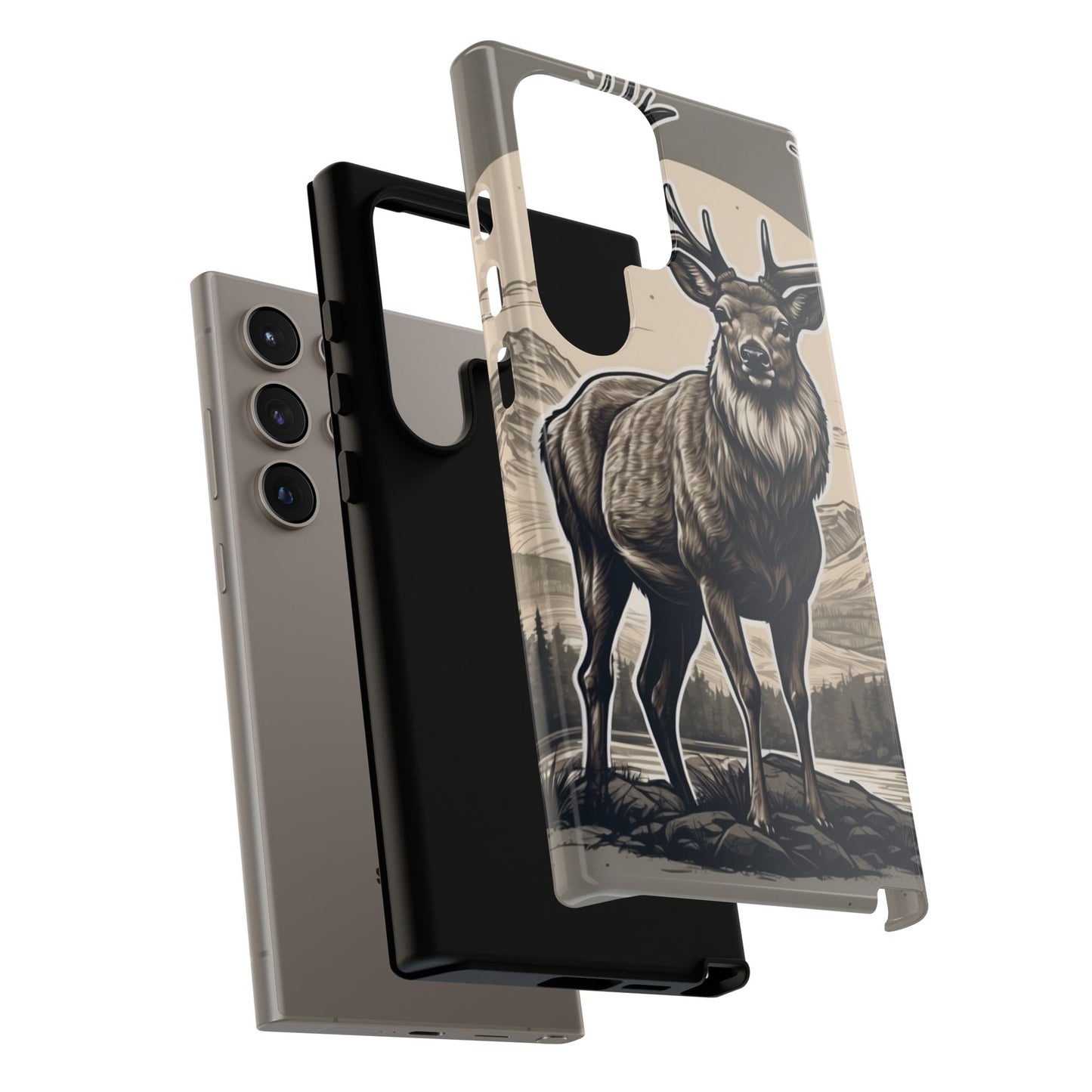 Monochrome Majesty – Regal Stag Samsung Galaxy Phone Case