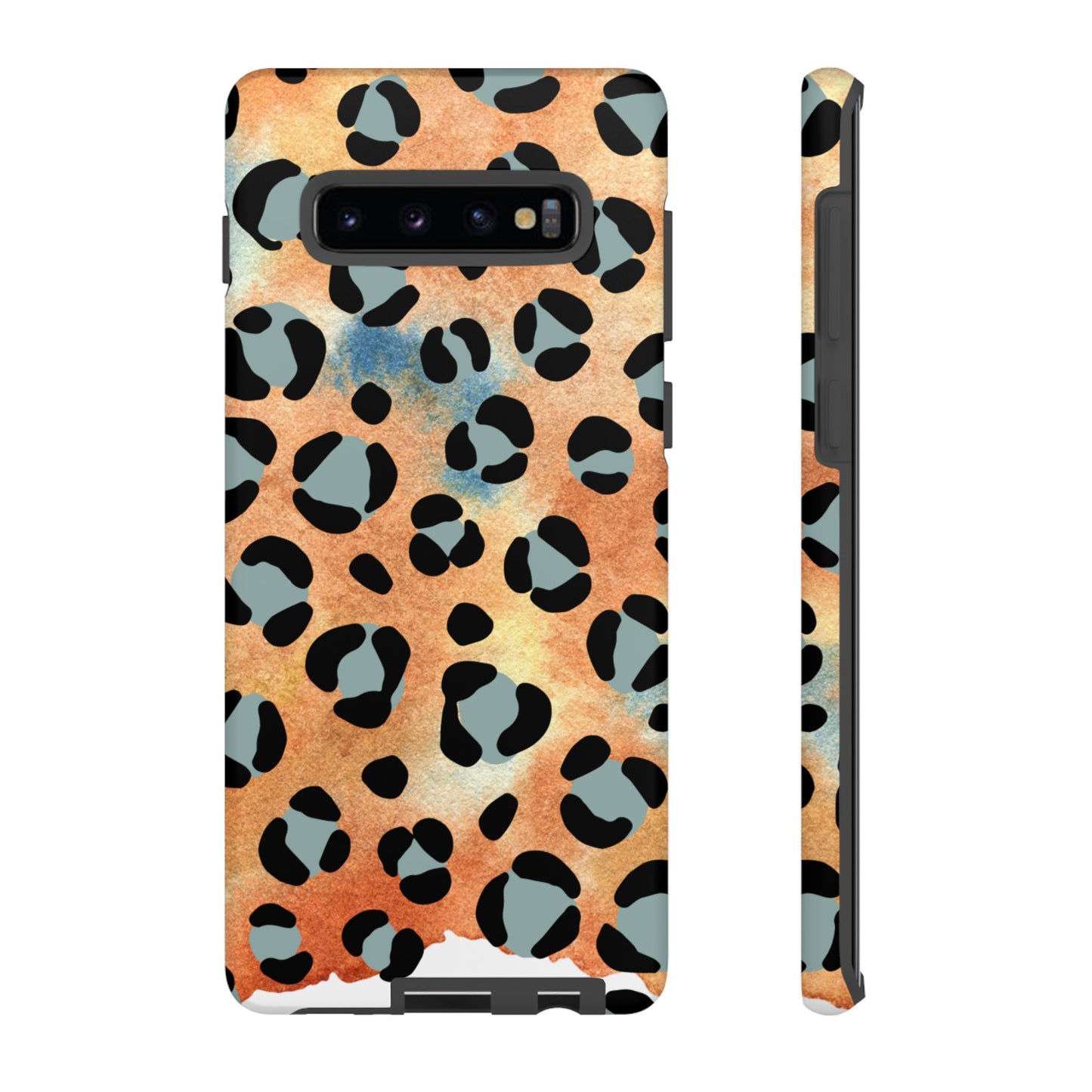 Sunset Watercolor Leopard Print Tough Samsung Galaxy Case – Artistic Animal Pattern with Dual-Layer Protection