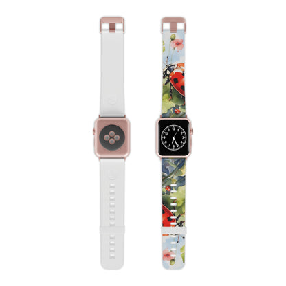 Watercolor Ladybug & Poppy Fields Apple Watch Band