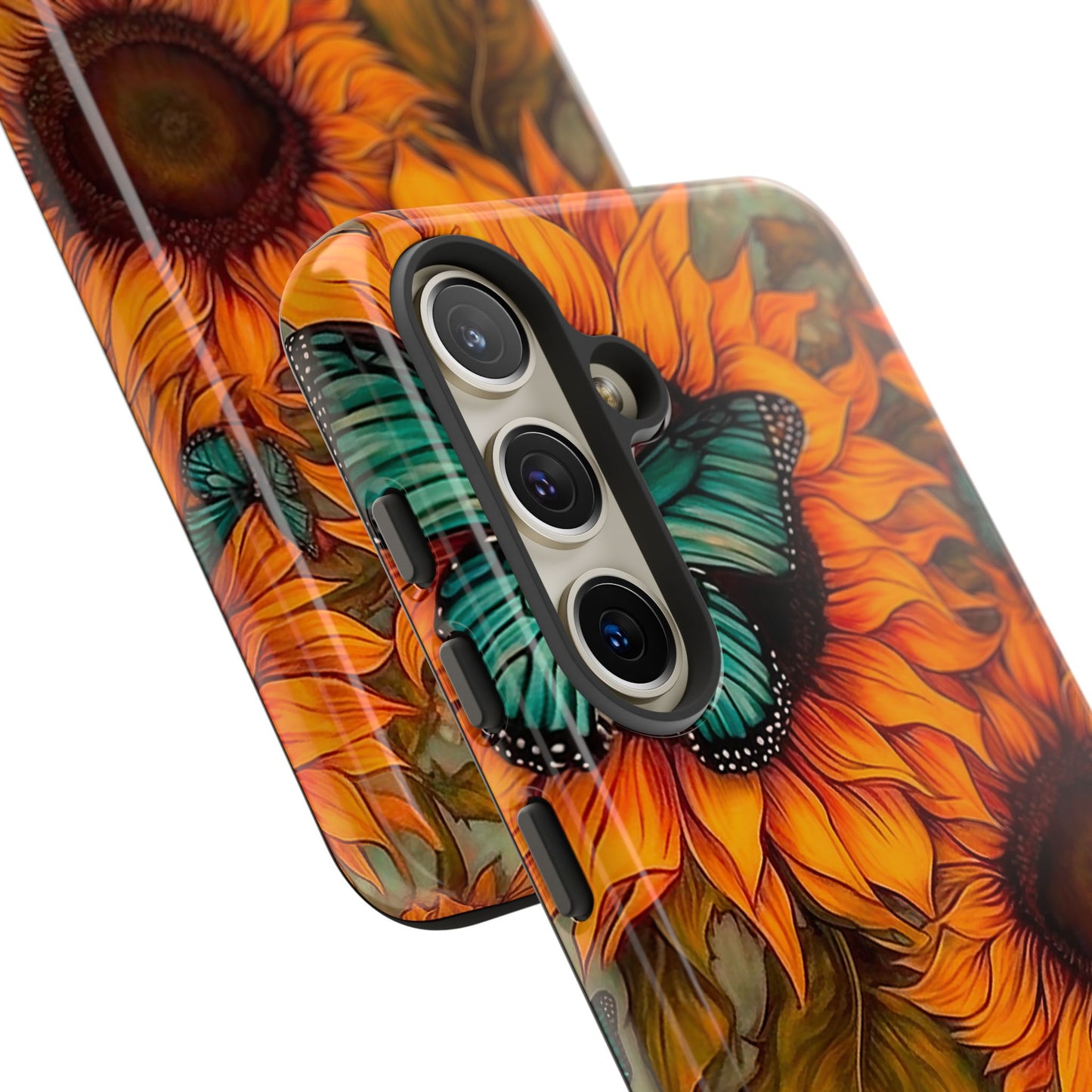 Vintage Blue Butterfly & Sunflower Art – Samsung Galaxy Case