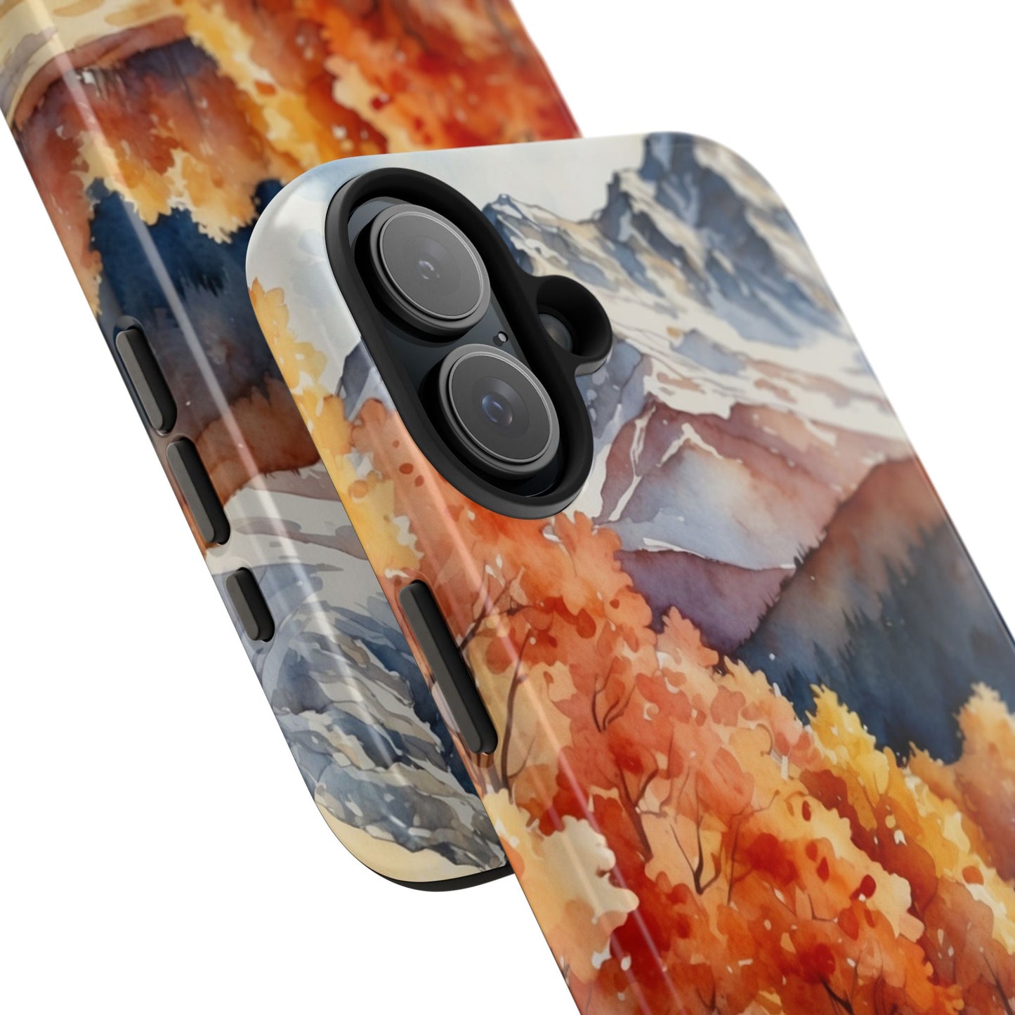 Watercolor Autumn Forest and Mountains - iPhone Case