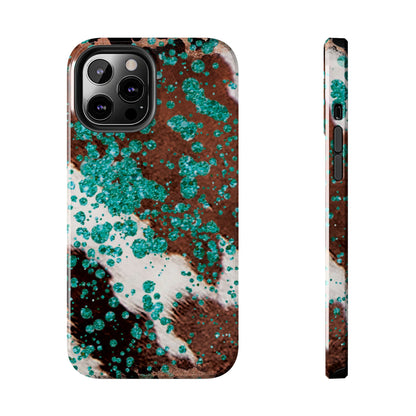 Teal Glitter Cowhide - iPhone Series Case