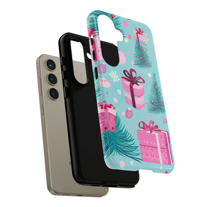 Festive Pink Christmas Gifts and Evergreen Samsung Galaxy Case – Holiday Theme, Protective Cover