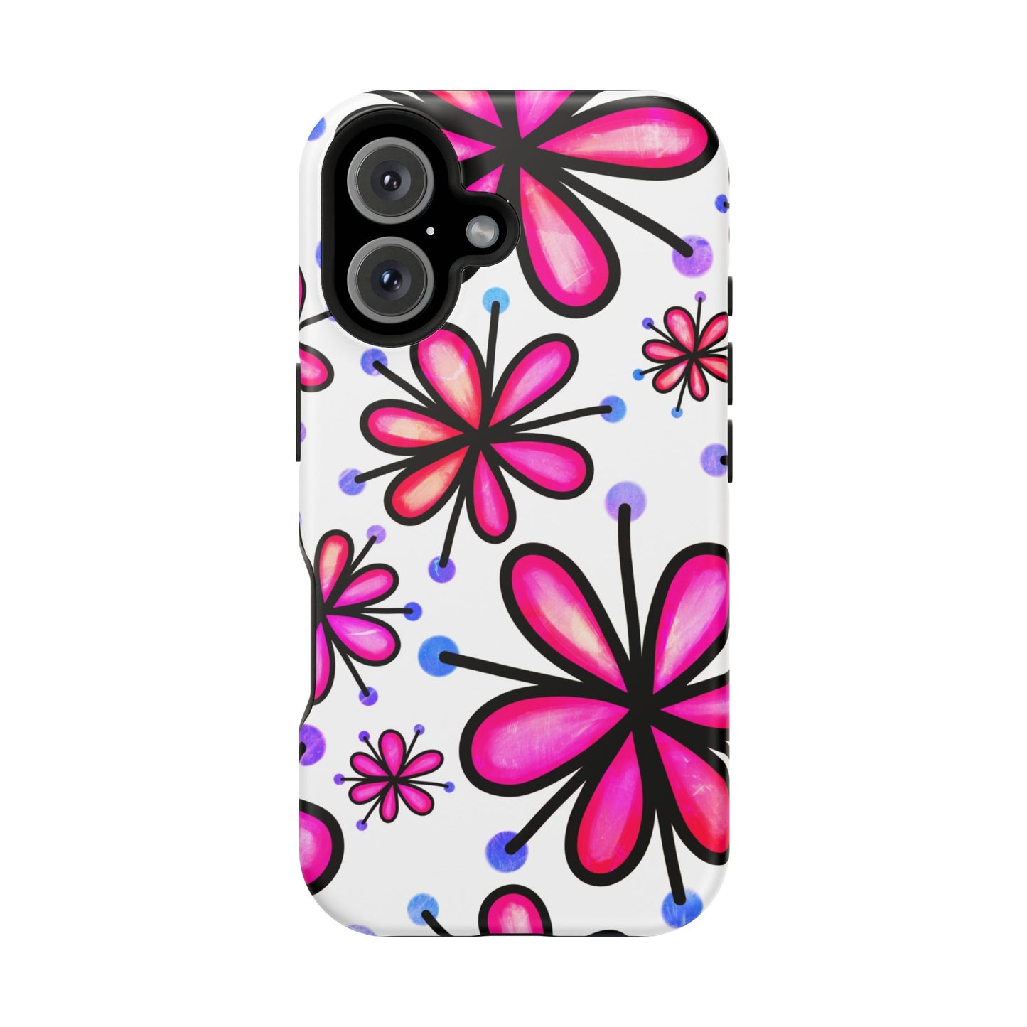 Pink Retro Bloom MagSafe iPhone Case – Ultra-Slim Design, Glossy Finish