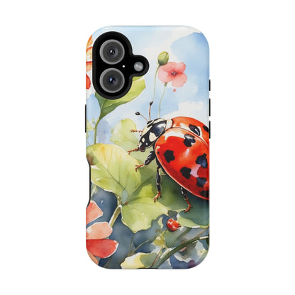 Watercolor Ladybug & Poppy Fields - MagSafe iPhone Case