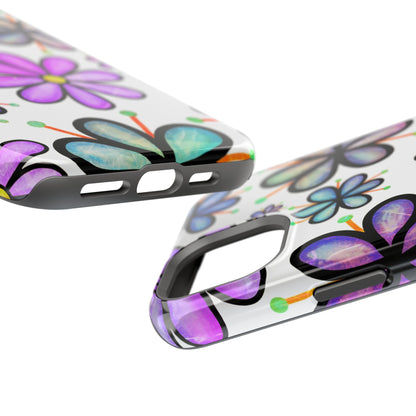 Whimsical Lavender Floral MagSafe iPhone Case – Ultra-Slim, High-Gloss Finish