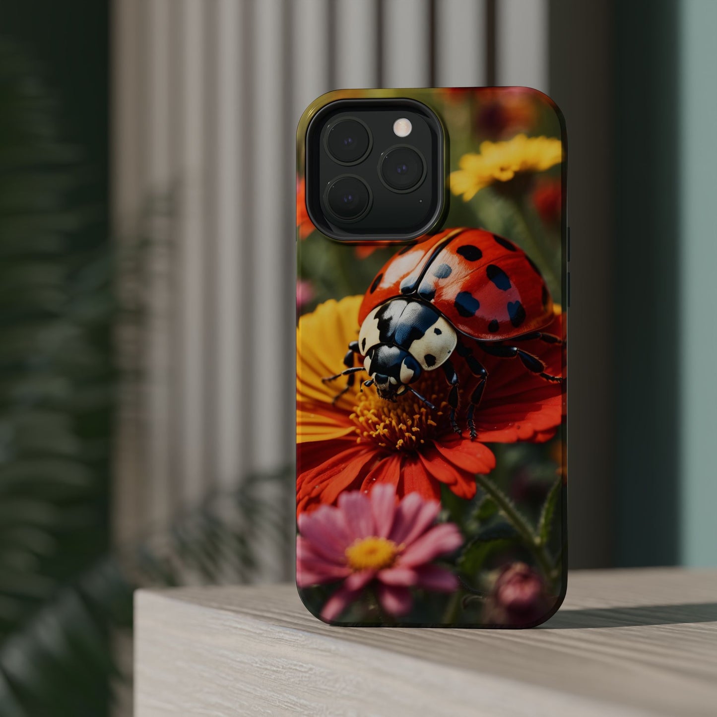 Ladybug on Orange Daisy - MagSafe iPhone Case